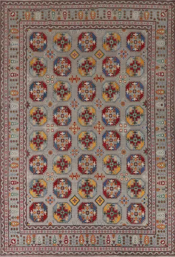 All-Over Geometric Kazak Wool Area Rug 8x11