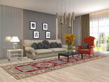 Red Geometric Kazak Oriental Runner Rug 4x14