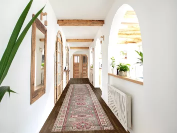 Gray Geometric Kazak Oriental Runner Rug 3x16