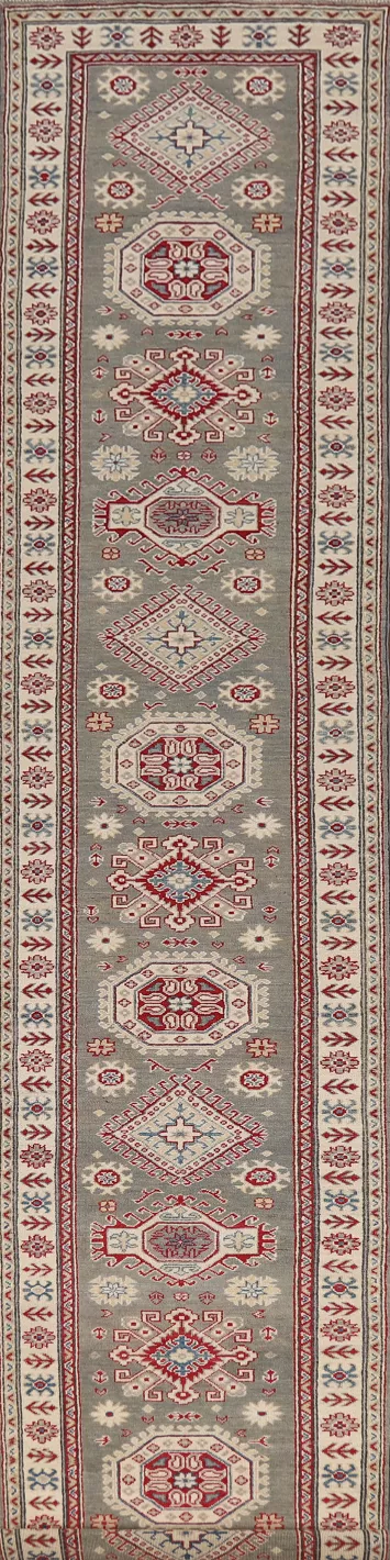 Geometric Kazak Oriental Runner Rug 3x16