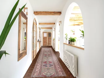 Gray Geometric Kazak Oriental Runner Rug 3x20