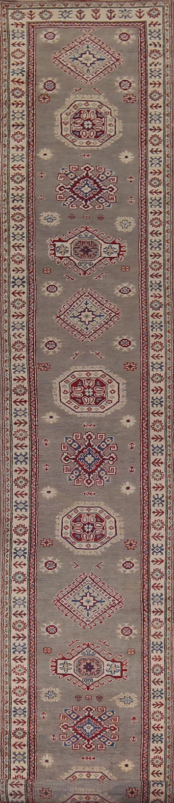 Geometric Kazak Oriental Runner Rug 3x19