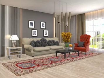 Geometric Red Kazak Oriental Runner Rug 4x13