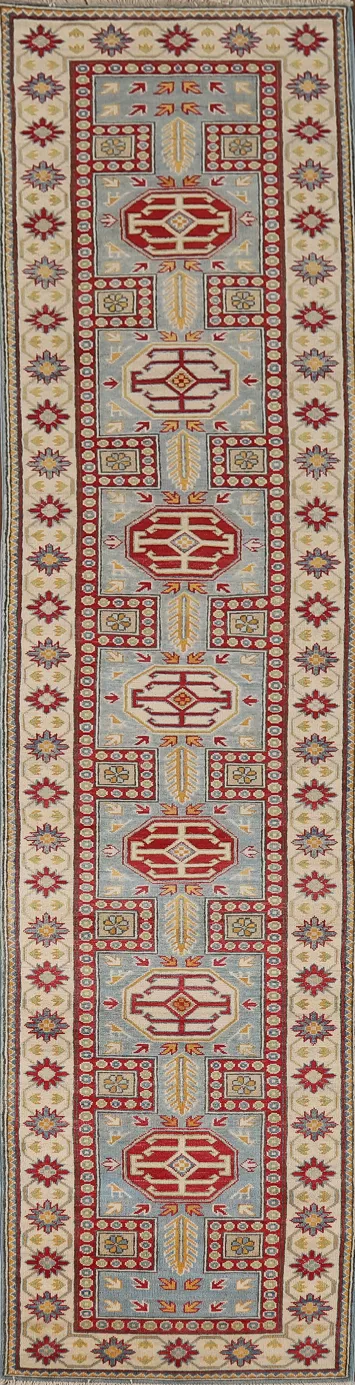 Geometric Kazak Oriental Runner Rug 3x13
