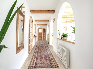 Handmade Blue Kazak Oriental Runner Rug 3x21