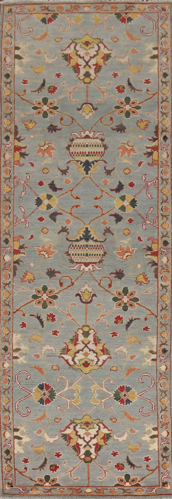 Light Blue Oushak Oriental Runner Rug 3x10