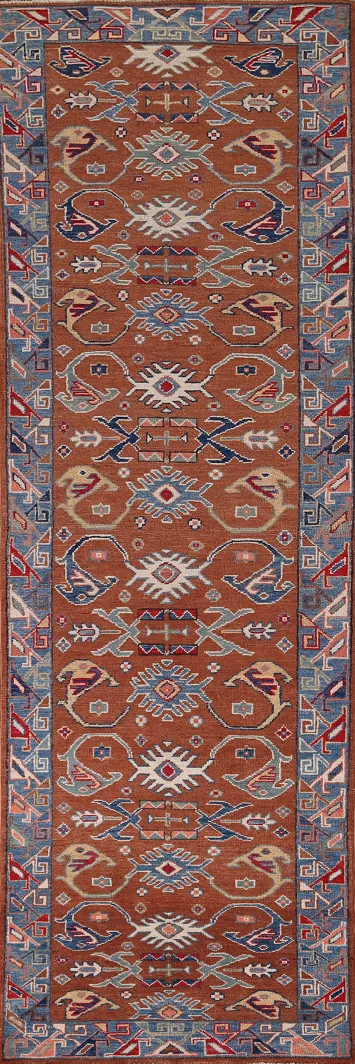 Handmade Wool Kazak Oriental Runner Rug 2x10