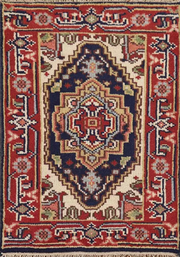 Navy Blue Heriz Serapi Indian Foyer Rug 2x3