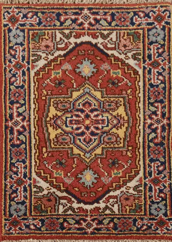 Orange Heriz Serapi Indian Accent Rug 2x3