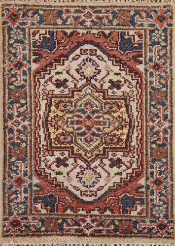 Handmade Wool Heriz Serapi Indian Foyer Rug 2x3