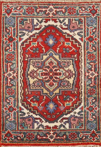 Geometric Heriz Serapi Indian Foyer Rug 2x3