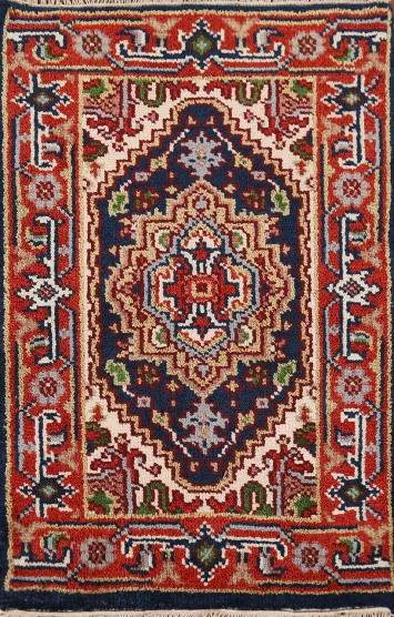 Geometric Heriz Serapi Indian Foyer Rug 2x3