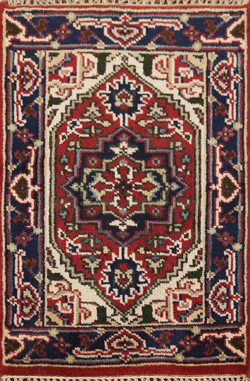 Geometric Heriz Serapi Indian Foyer Rug 2x3