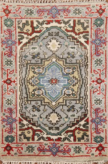 Handmade Gray Heriz Serapi Indian Rug 2x3