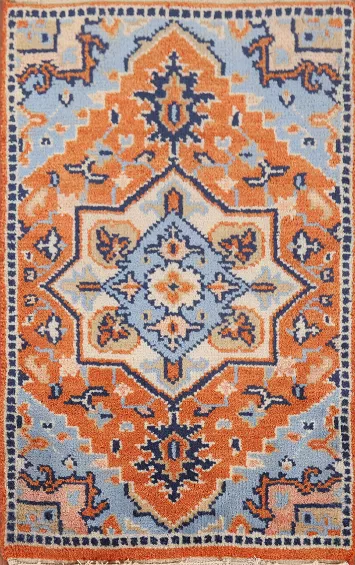 Orange & Blue Kazak Indian Accent Rug 2x3