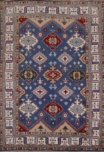 Handmade Blue Kazak Living Room Area Rug 8x10