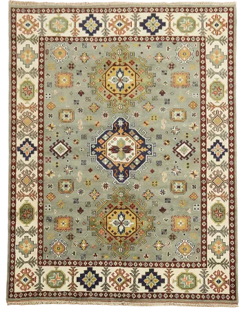 Intricate Geometric Patterns On Traditional Oriental Rug Design 8'x10