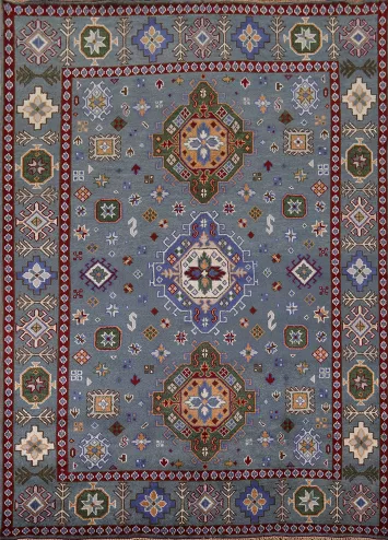 Handmade Blue Kazak Living Room Rug 8x10