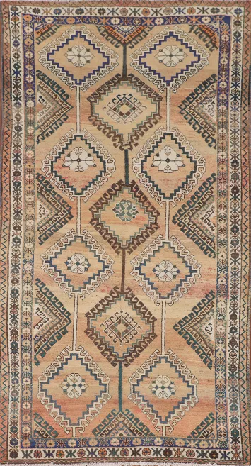 Vintage Geometric Bakhtiari Persian Area Rug 5x10