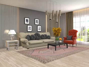 Distressed Pink Bakhtiari Persian Area Rug 6x10