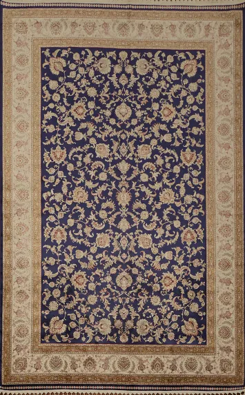 Traditional Style Qum Area Rug 7x10 Featuring Classic Floral Motifs