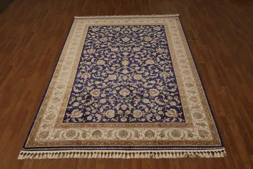 Traditional Style Qum Area Rug 7x10 Featuring Classic Floral Motifs