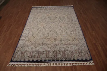 Elegant Handcrafted Qum Area Rug 7x10 with Timeless Classic Design