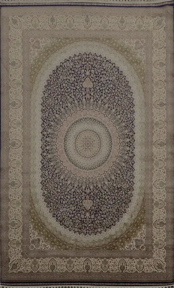Stylish Medallion Qum Area Rug 7x10 with Delicate Floral Motifs
