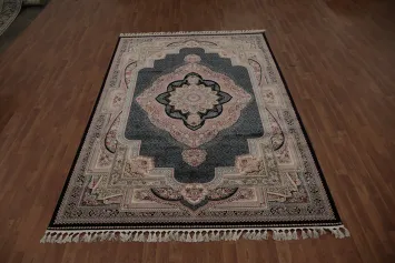 Exquisite Traditional Qum Area Rug 7x10 with Ornate Centerpiece Detail