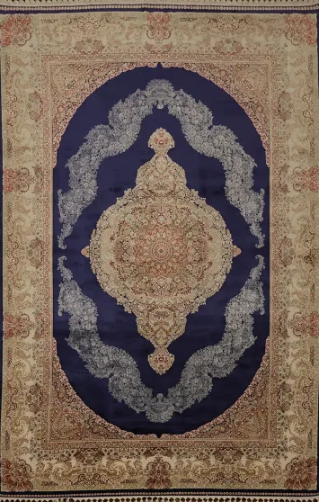 Luxury Persian-Inspired Rug with Intricate Blue Medallion Design 7x10