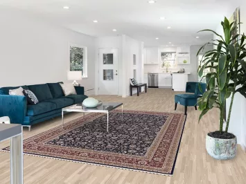 Traditional Navy Blue/Red Turkish Area Rug 7x10