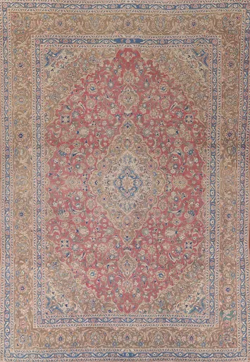 Traditional Pink Mashad Persian Area Rug 9x12