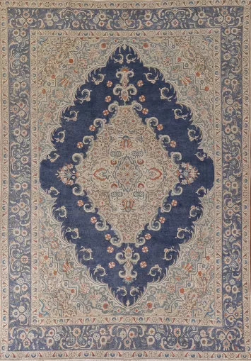 Handmade Blue Tabriz Persian Area Rug 10x13