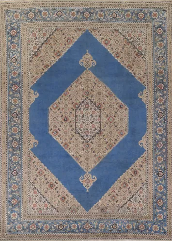 Blue Geometric Tabriz Persian Area Rug 10x13