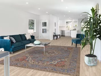 Blue Distressed Tabriz Persian Area Rug 7x10