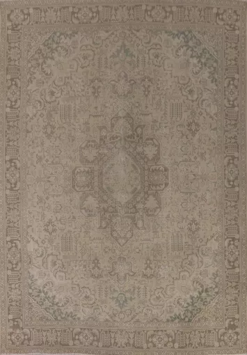 Distressed Muted Tabriz Persian Area Rug 10x13
