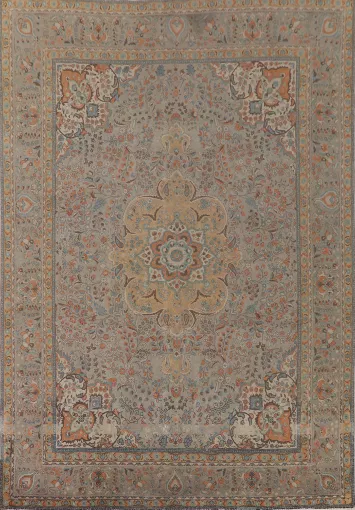 Distressed Wool Tabriz Persian Area Rug 10x13