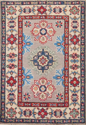 Handmade Gray Kazak Oriental Foyer Rug 2x3
