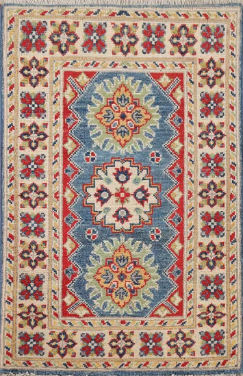 Handmade Blue Kazak Oriental Rug 2x3