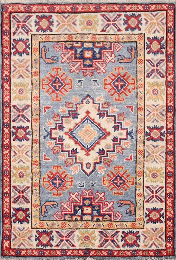 Light Blue Kazak Oriental Foyer Rug 2x3