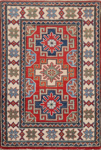 Handmade Red Kazak Oriental Accent Rug 2x3