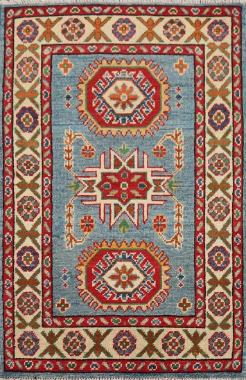 Blue Kazak Handmade Accent Rug 2x3