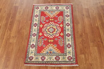 Geometric Red Kazak Oriental Accent Rug 2x3