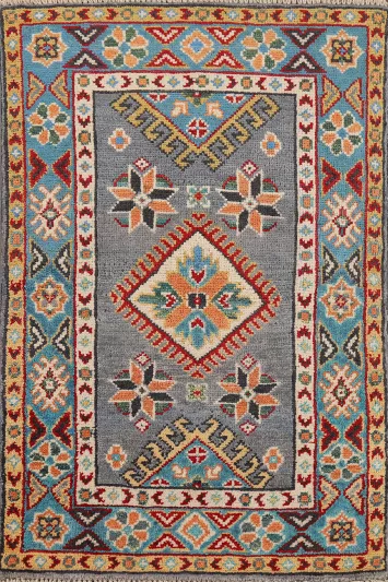 Gray Wool Kazak Handmade Accent Rug 2x3