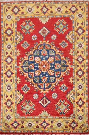 Geometric Red Kazak Oriental Accent Rug 2x3