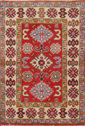 Geometric Red Kazak Oriental Rug 2x3
