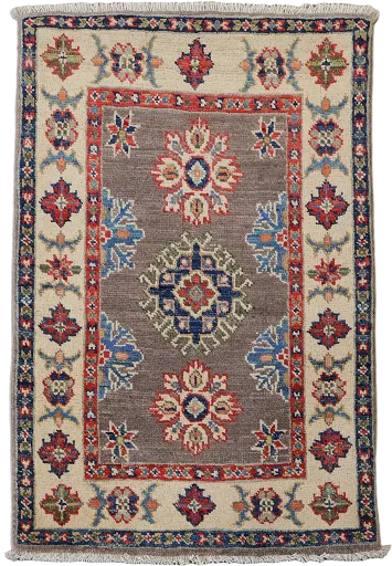Brown Geometric Kazak Wool Foyer Rug 2x3