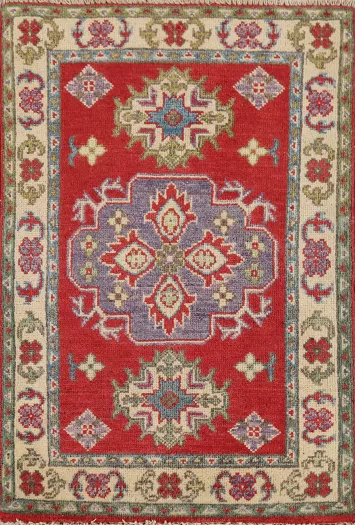 Geometric Red Kazak Oriental Rug 2x3