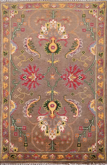 Brown Floral Kazak Oriental Rug 2x3