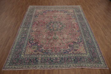 Elegant Vintage Traditional Mashad Persian Area Rug 9x12